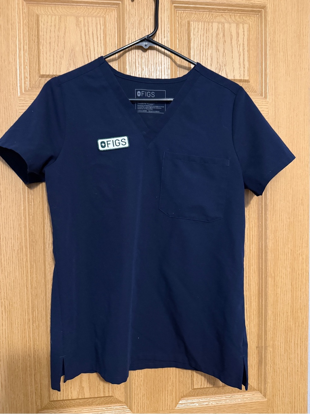 FIGS Women’s Navy V-Neck Medical Top with Chest Pocket